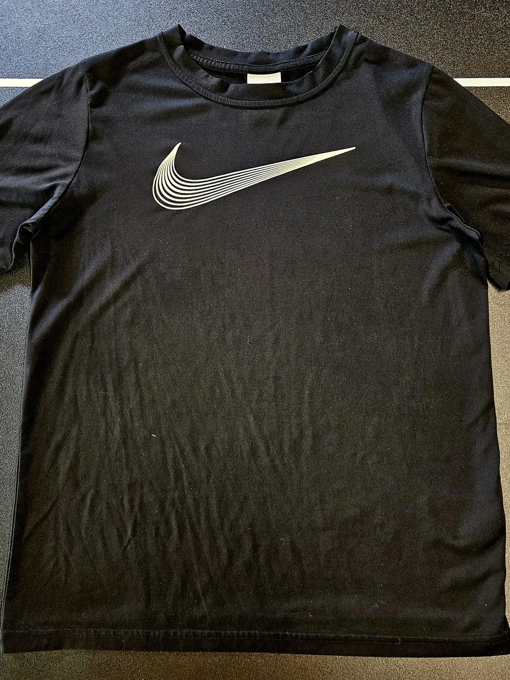 Nike Black Tee with White Layered Swoosh